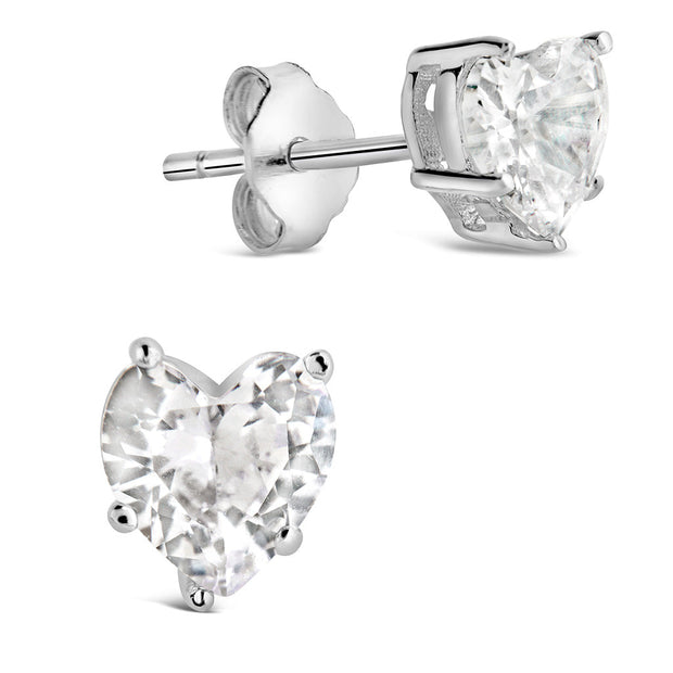 Sterling Silver 5mm Heart CZ Stud Earrings