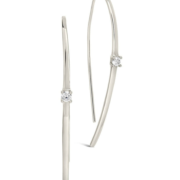 Sterling Silver CZ Studded Threader Earrings