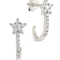 Sterling Silver CZ Star Jacket Earrings
