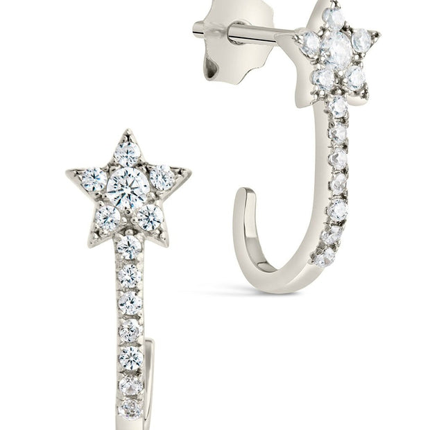 Sterling Silver CZ Star Jacket Earrings