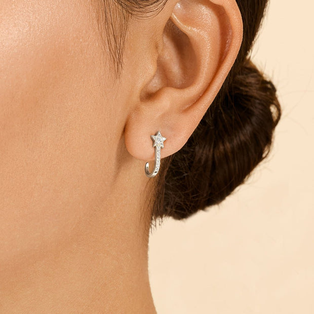 Sterling Silver CZ Star Jacket Earrings