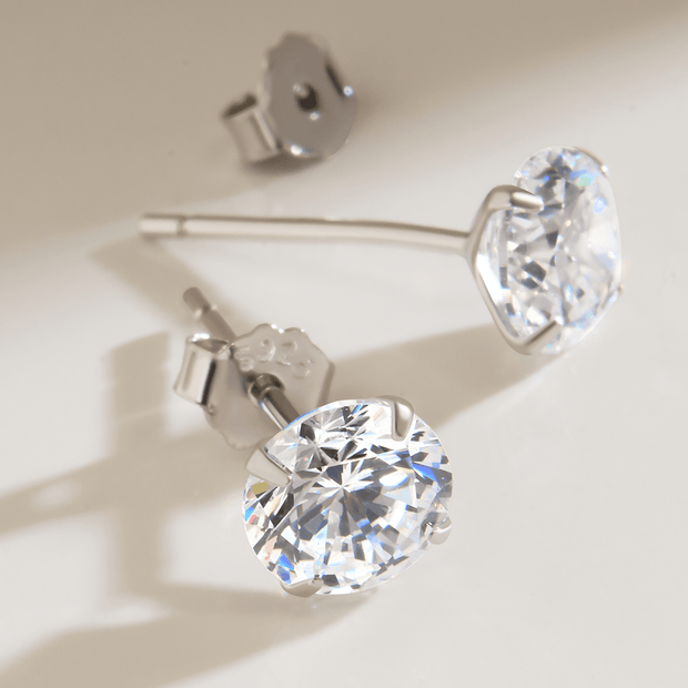 Sterling Silver 6mm CZ Stud Earrings