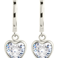 Sterling Silver Lizzy CZ Heart Drop Earrings