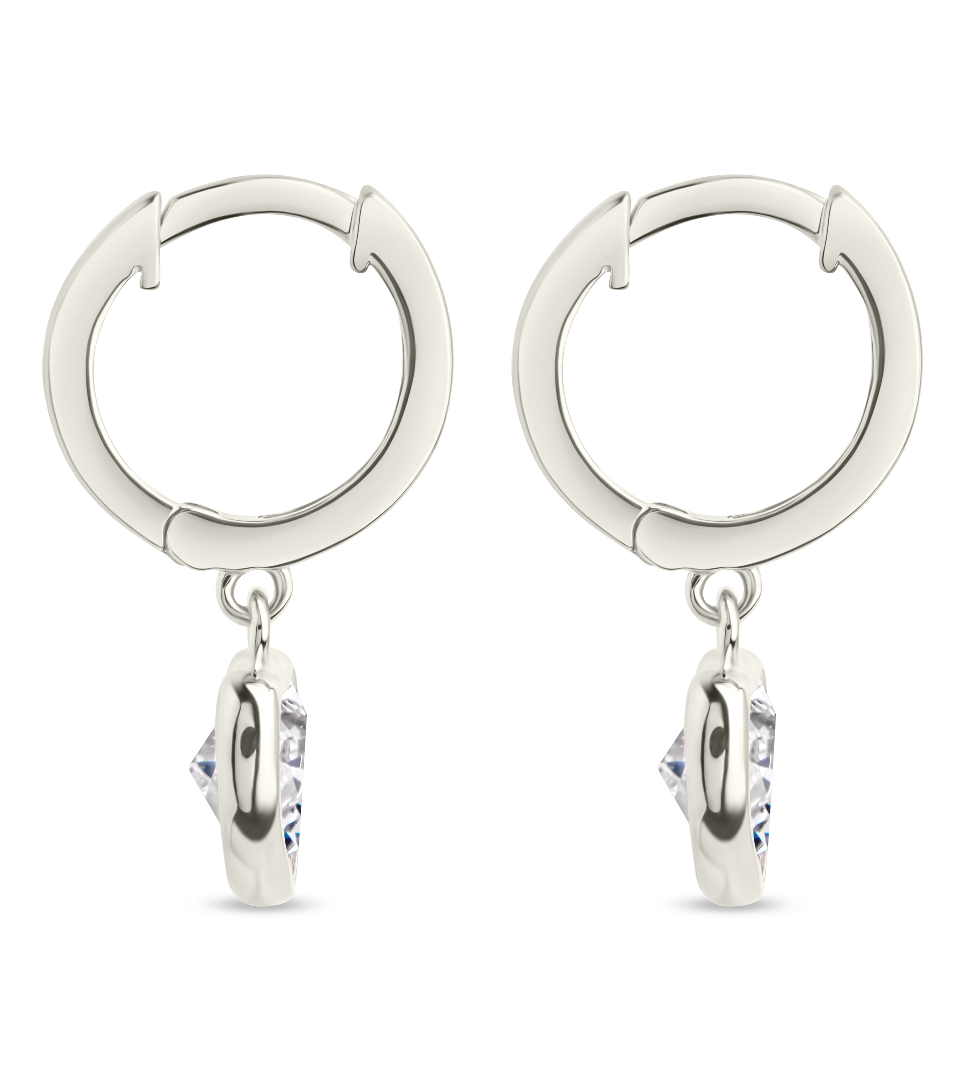 Sterling Silver Lizzy CZ Heart Drop Earrings
