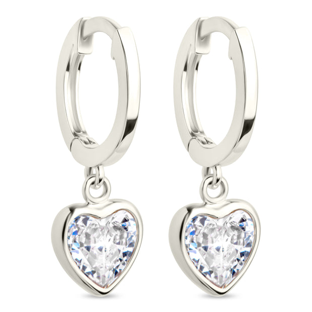 Sterling Silver Lizzy CZ Heart Drop Earrings