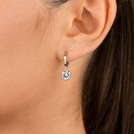 Sterling Silver Lizzy CZ Heart Drop Earrings