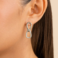 Sterling Silver Taissa CZ Chain Link Studs