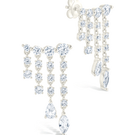 Sterling Silver Adrian CZ Waterfall Statement Studs