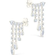 Sterling Silver Adrian CZ Waterfall Statement Studs