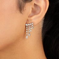 Sterling Silver Adrian CZ Waterfall Statement Studs