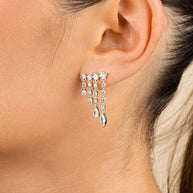 Sterling Silver Adrian CZ Waterfall Statement Studs