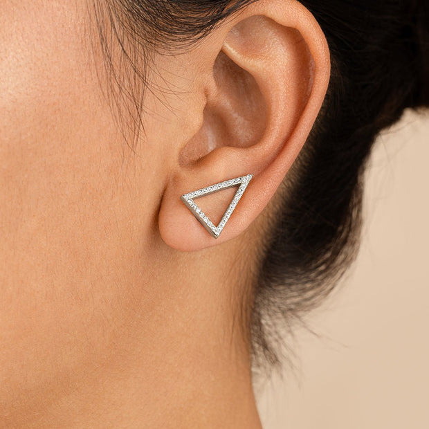 Sterling Silver Janine CZ Geometric Crawler Earrings