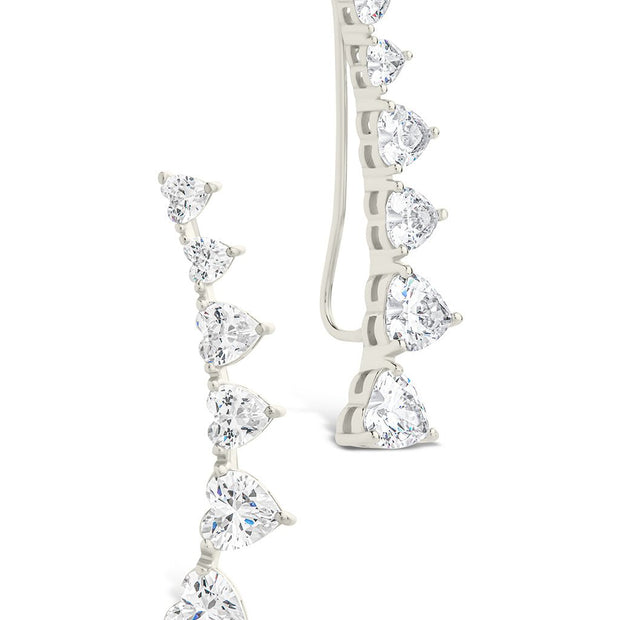 Sterling Silver Jillian CZ Heart Crawler Studs