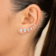 Sterling Silver Jillian CZ Heart Crawler Studs
