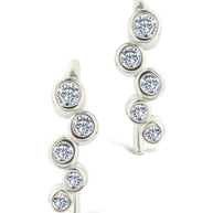 Sterling Silver Talia CZ Bezel Crawler Earrings