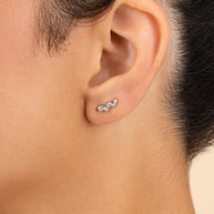 Sterling Silver Talia CZ Bezel Crawler Earrings