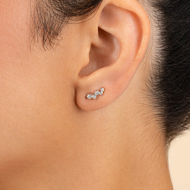 Sterling Silver Talia CZ Bezel Crawler Earrings