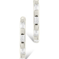 Sterling Silver Henley CZ Baguette Micro Hoop Earrings