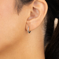 Sterling Silver Henley CZ Baguette Micro Hoop Earrings