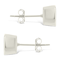 Sterling Silver Asscher Cut Bezel Set Stud Earrings