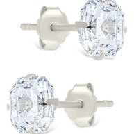 Sterling Silver Asscher Cut Prong Set Stud Earrings
