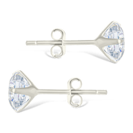 Sterling Silver Asscher Cut Prong Set Stud Earrings