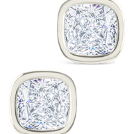 Sterling Silver Cushion Cut Bezel Set Stud Earrings