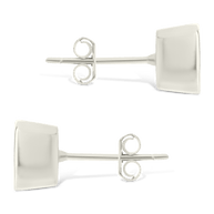 Sterling Silver Cushion Cut Bezel Set Stud Earrings