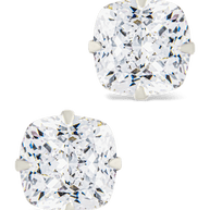Sterling Silver Cushion Cut Prong Set Stud Earrings