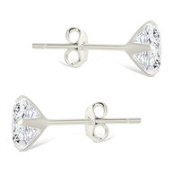 Sterling Silver Cushion Cut Prong Set Stud Earrings