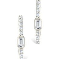 Sterling Silver Emerald Cut Bezel Set Huggie Hoop Earrings
