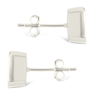 Sterling Silver Emerald Cut Bezel Set Stud Earrings