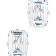 Sterling Silver Emerald Cut Prong Set Stud Earrings