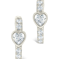 Sterling Silver Heart Cut Bezel Set Huggie Hoop Earrings