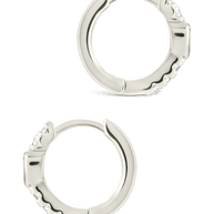 Sterling Silver Heart Cut Bezel Set Huggie Hoop Earrings