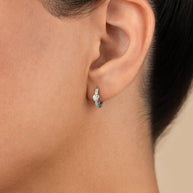Sterling Silver Heart Cut Bezel Set Huggie Hoop Earrings
