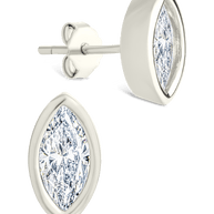 Sterling Silver Marquise Cut Bezel Set Stud Earrings