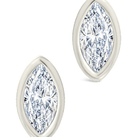 Sterling Silver Marquise Cut Bezel Set Stud Earrings