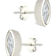 Sterling Silver Marquise Cut Bezel Set Stud Earrings