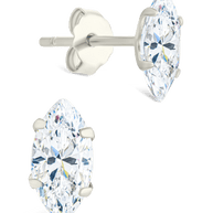 Sterling Silver Marquise Cut Prong Set Stud Earrings