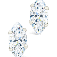 Sterling Silver Marquise Cut Prong Set Stud Earrings