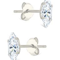 Sterling Silver Marquise Cut Prong Set Stud Earrings