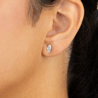 Sterling Silver Marquise Cut Prong Set Stud Earrings