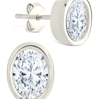 Sterling Silver Oval Cut Bezel Set Stud Earrings