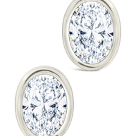 Sterling Silver Oval Cut Bezel Set Stud Earrings