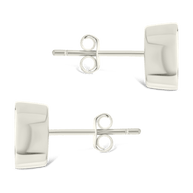 Sterling Silver Oval Cut Bezel Set Stud Earrings