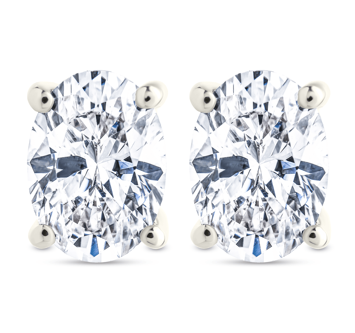 Sterling Silver Oval Cut Prong Set Stud Earrings