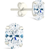 Sterling Silver Oval Cut Prong Set Stud Earrings