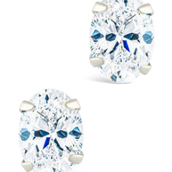 Sterling Silver Oval Cut Prong Set Stud Earrings
