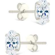 Sterling Silver Oval Cut Prong Set Stud Earrings